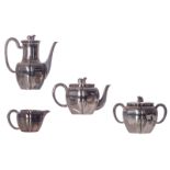 A four-part coffee and tea set, silver purity 950/000, marked 'Odiot à Paris', serial numbers