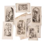 Thirteen 17th and 18thC engravings, mostly after Tiepolo and Poussin, engraved by J.D. Tiepolo