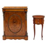 A cabinet in the Nap.III style with marquetry, various woods and bronze mounts; added a rosewood