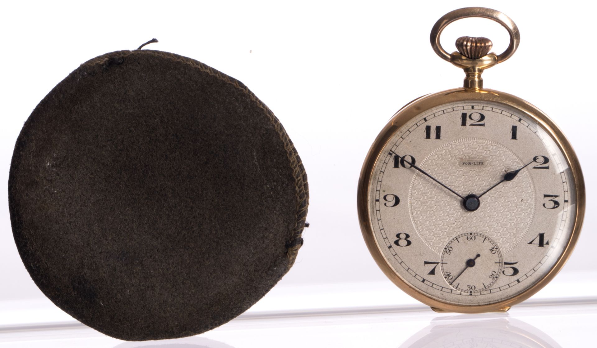 A men's 18ct golden pocket watch 'For Life', decorated with guilloche work - Weight of the gold - Image 5 of 5