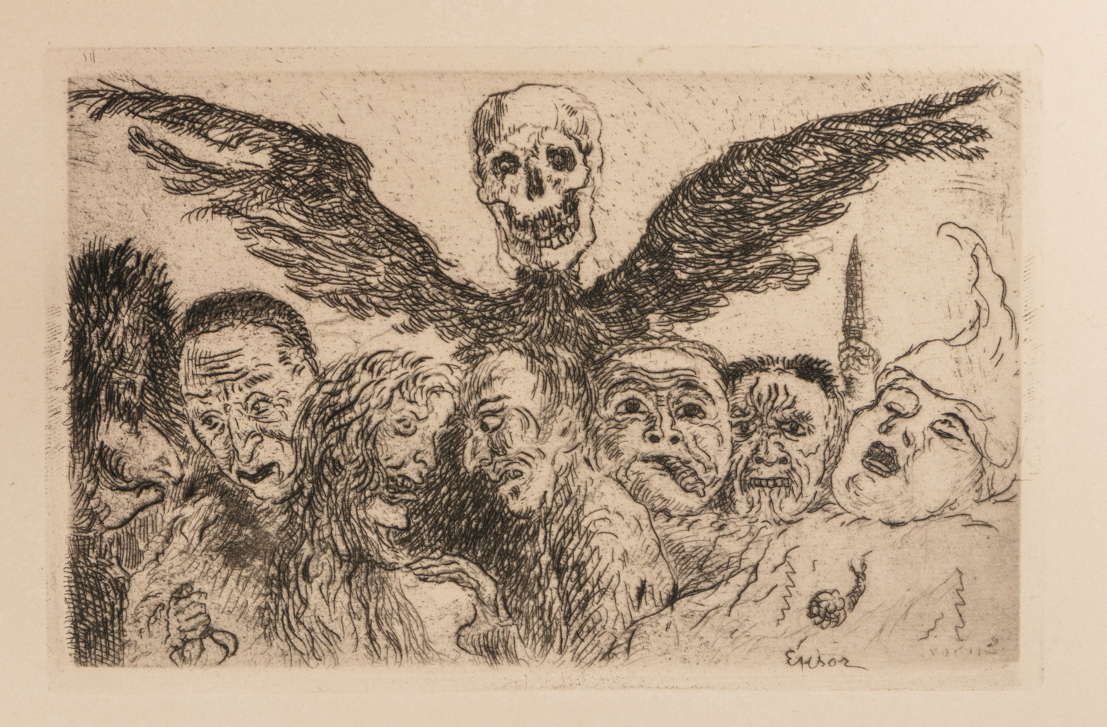 Ensor J., 'De Zeven Hoofdzonden' (the seven deadly sins), etching, signed inside the plate, 9 x 14