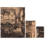 De Bruycker J., a view on Ghent, first state etching, 15,6 x 22,2 cm; added De Bruycker J., 'Le