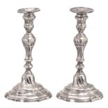 A pair of silver Rococo style candlesticks, 835/000, marked Belgium after 1942, H 24,5 cm - Total