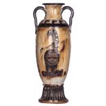 Guérin, a decorative stoneware vase with ancient Greek motifs, serial number V7065, H 67,5 cm