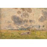 Claus E., cattle in a field, oil on panel, stock number 953 Galerie Georges Giroux (see label at the