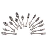 A twelve-piece silver cutlery set, almost unused, 900/000, marked, after a model of Wolfers, H