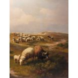 Verboeckhoven E., sheep in a landscape, oil on canvas, dated 1878, 103 x 135 cm