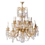 An important gilt bronze and cut glass chandelier, H 110 - W 100 cm