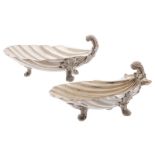 A pair of French 19thC shell-shaped sauce boats, 925/000, Paris hallmark, maker's marks Marc-