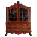 An 18thC Dutch mahogany and walnut display cabinet, H 210 - W 166 - D 50 cm