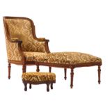 A Neoclassical duchesse brisée with an accompanying footstool, H 21 - 98 - W 43 - 70 - D 33 - 62 cm