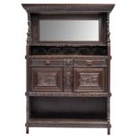 An oak Baroque revival richly carved credenzone, H 192 - W 137 - D 45 cm