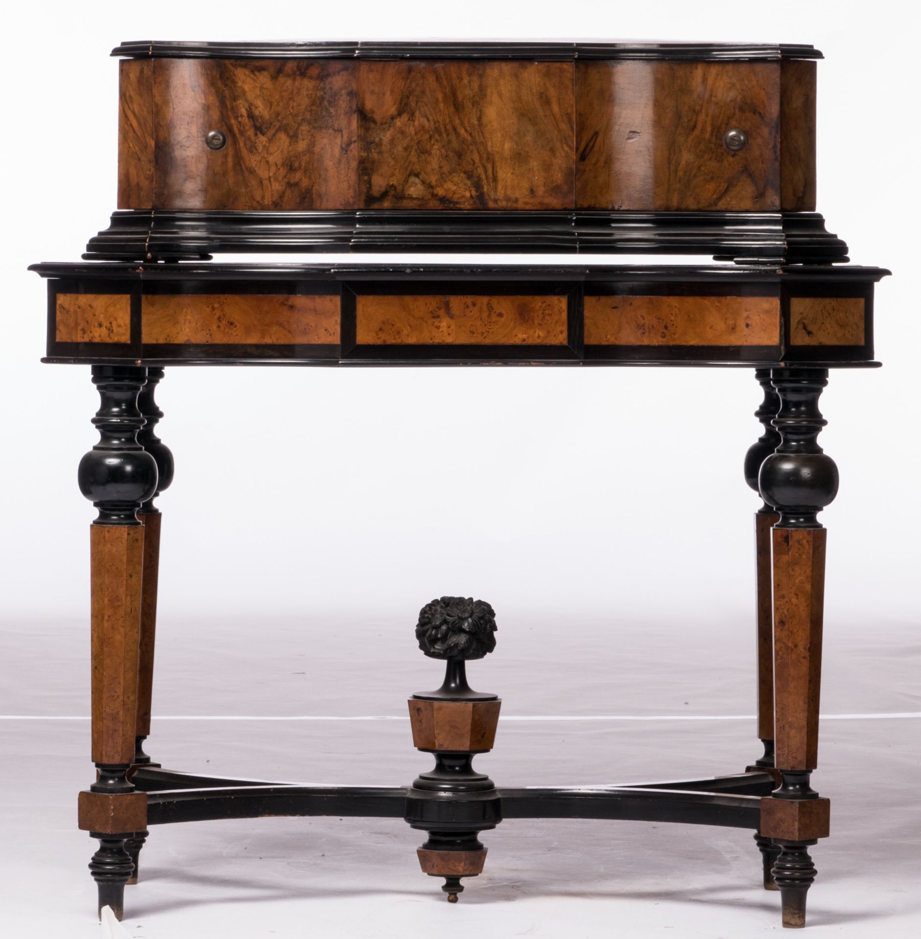 A fine burl walnut and ebonised wooden cylinder music box with orchestreon organ, 'Fabrique de - Image 4 of 14