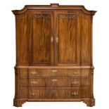 A Neoclassical mahogany veneered Dutch cabinet, second half of the 18thC, H 234 - W 182 - D 59 cm