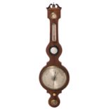 A Neoclassical mahogany and ebonised wooden mercury banjo barometer, Victorian period, H 109 - W