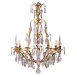 A gilt bronze chandelier, H 96 - W 72 cm