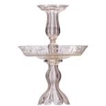 A probably French Historism crystal center piece, 19thC, H 52 - W 36 cm