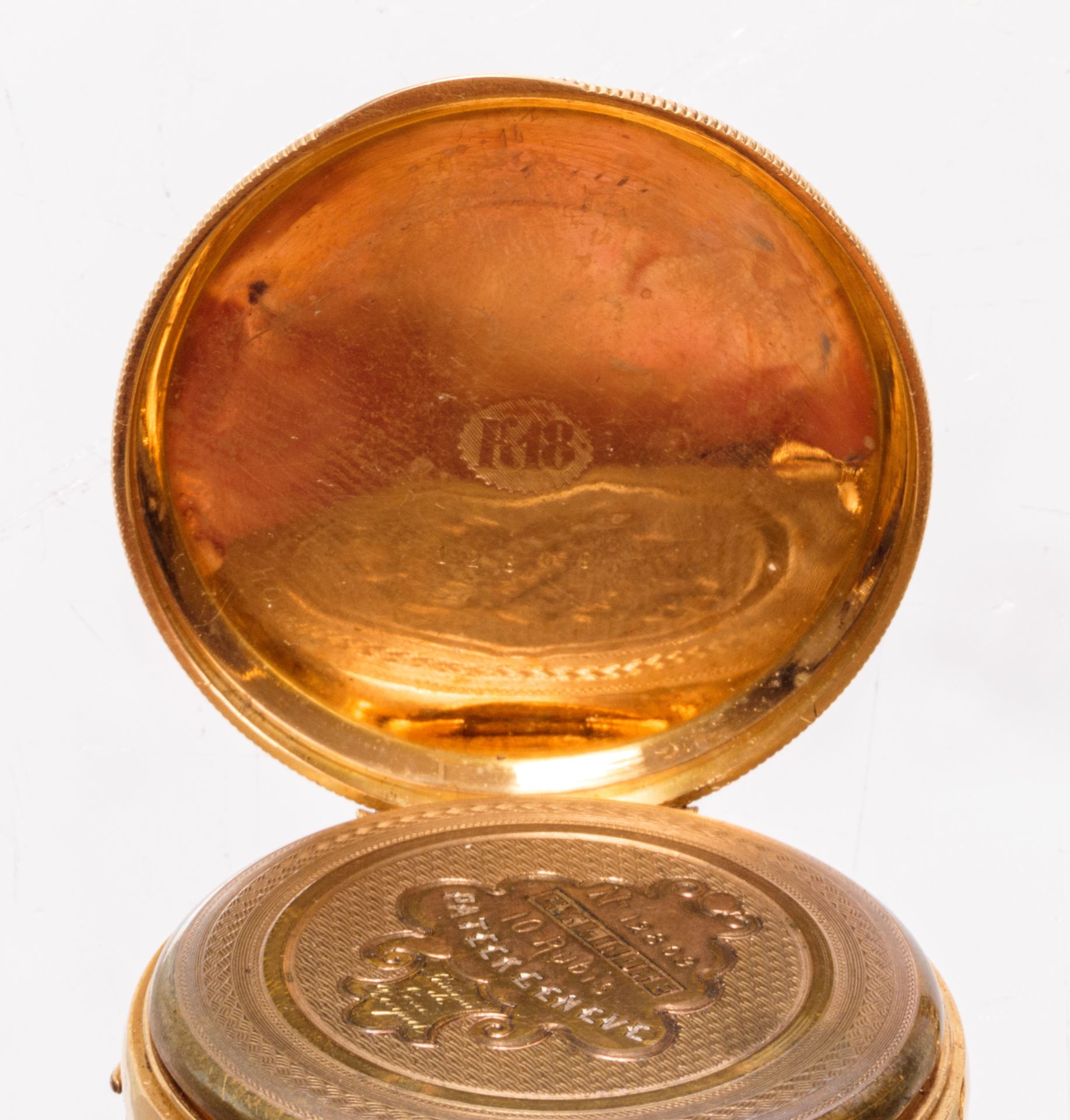 An early 20thC 18ct golden pocket watch, (Pateek Genève) - Total gold weight: 33g - Image 7 of 10