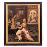 Unsigned (monogrammed P.V.?), Saint Cecilia, oil on panel, 16thC, the Southern Netherlands, 47 x