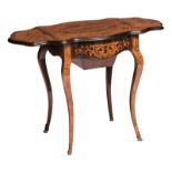 A mid 19thC Rococo style rosewood pembroke table with bronze mounts, H 73,5 - W 104 - D 52,5 cm