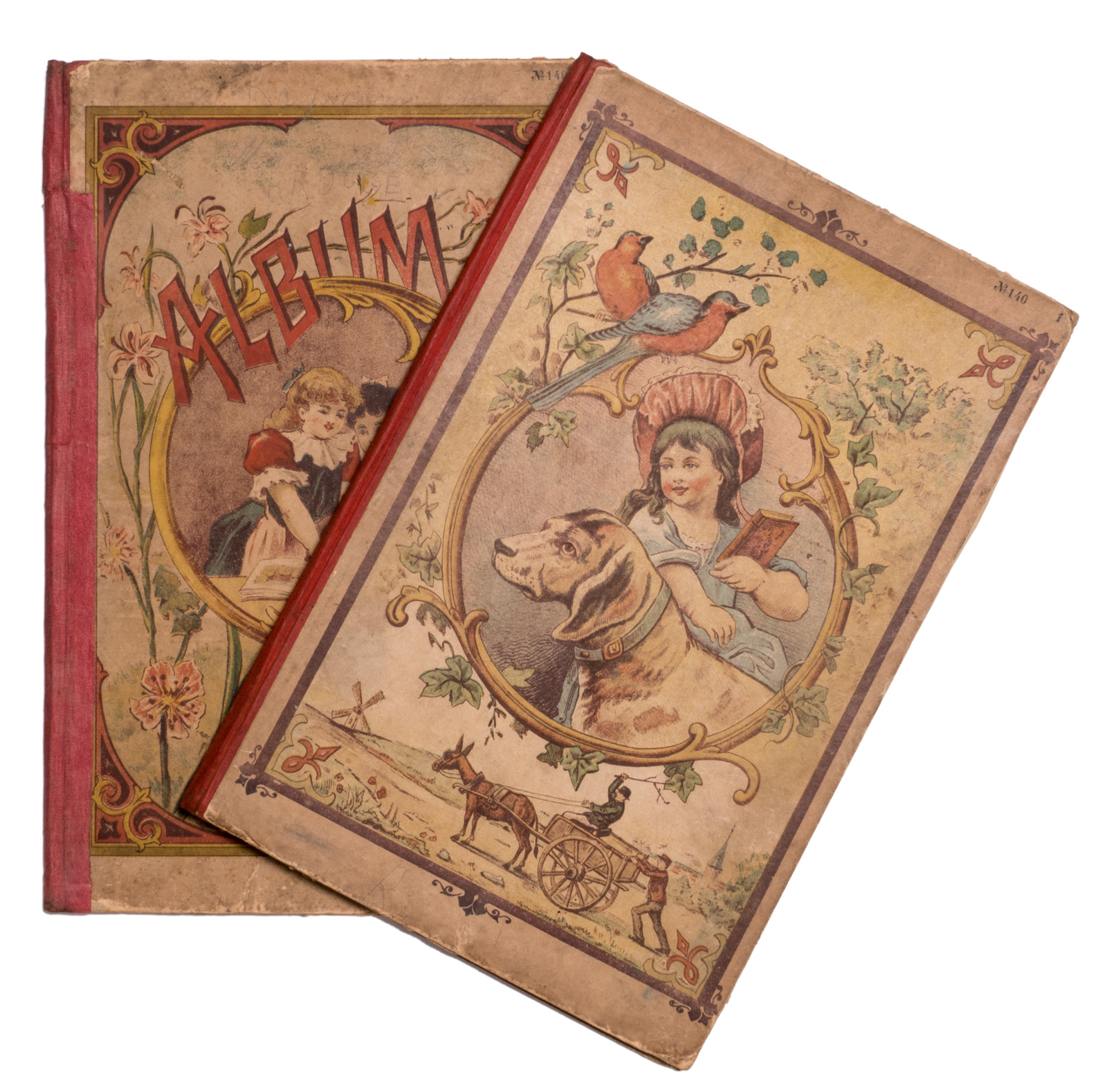 Two albums with catchpenny prints, edition Gordinne - Liège, late 19th - early 20thC