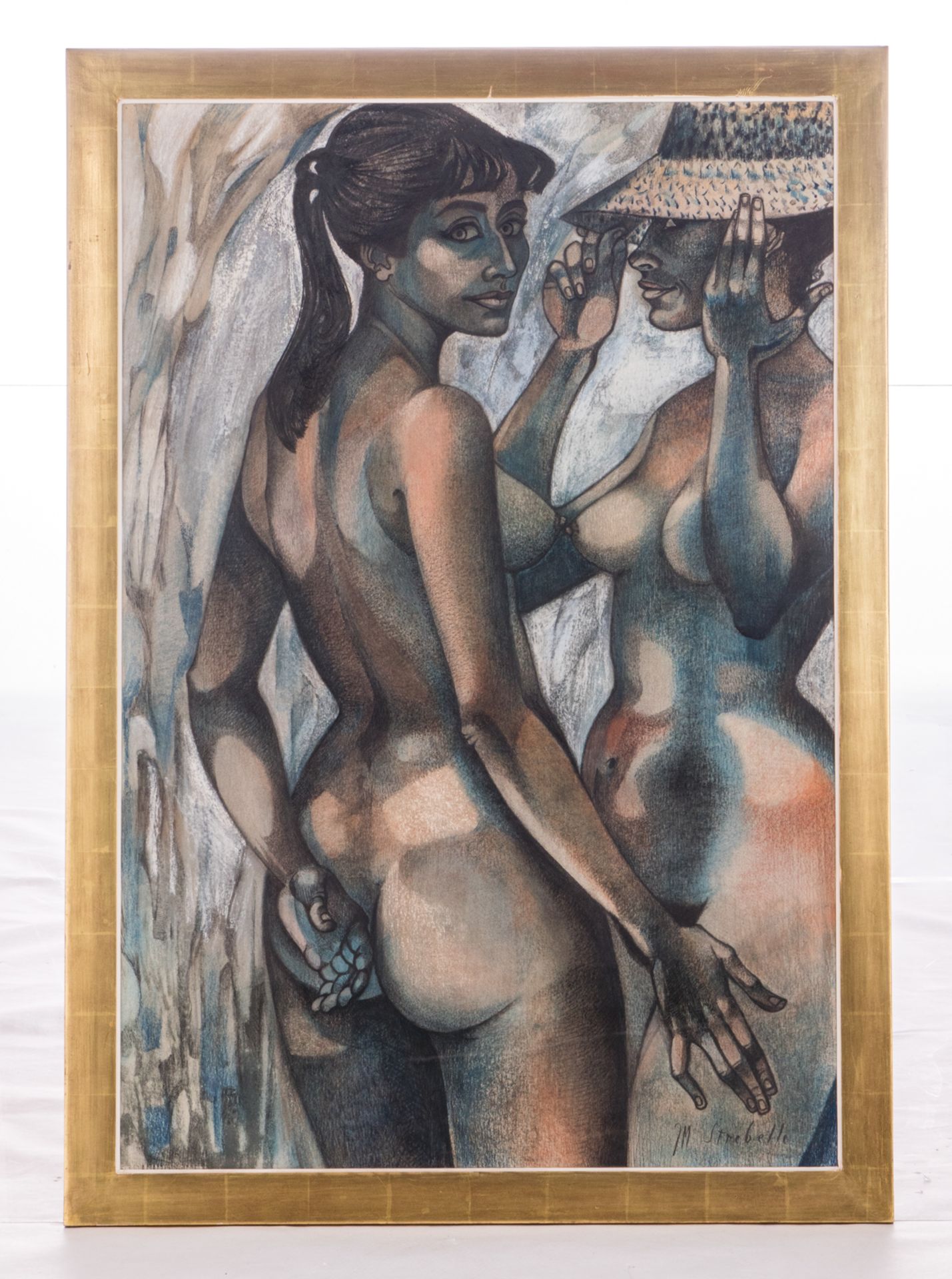 Strebelle J.-M., the bathers, charcoal and pastel, 77 x 113 cm - Bild 2 aus 7