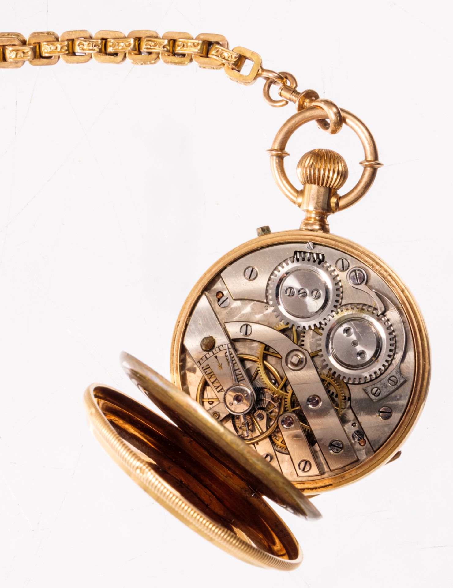 An early 20thC 18ct golden pocket watch, (Pateek Genève) - Total gold weight: 33g - Image 4 of 10