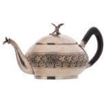 An early 20thC Austro-Hungarian silver teapot, 800/000, H 17 cm - Total weight: about 820g