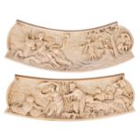 Two ivory plaques, one depicting the rape of Europa and one depicting Pan and bathing nymphs,