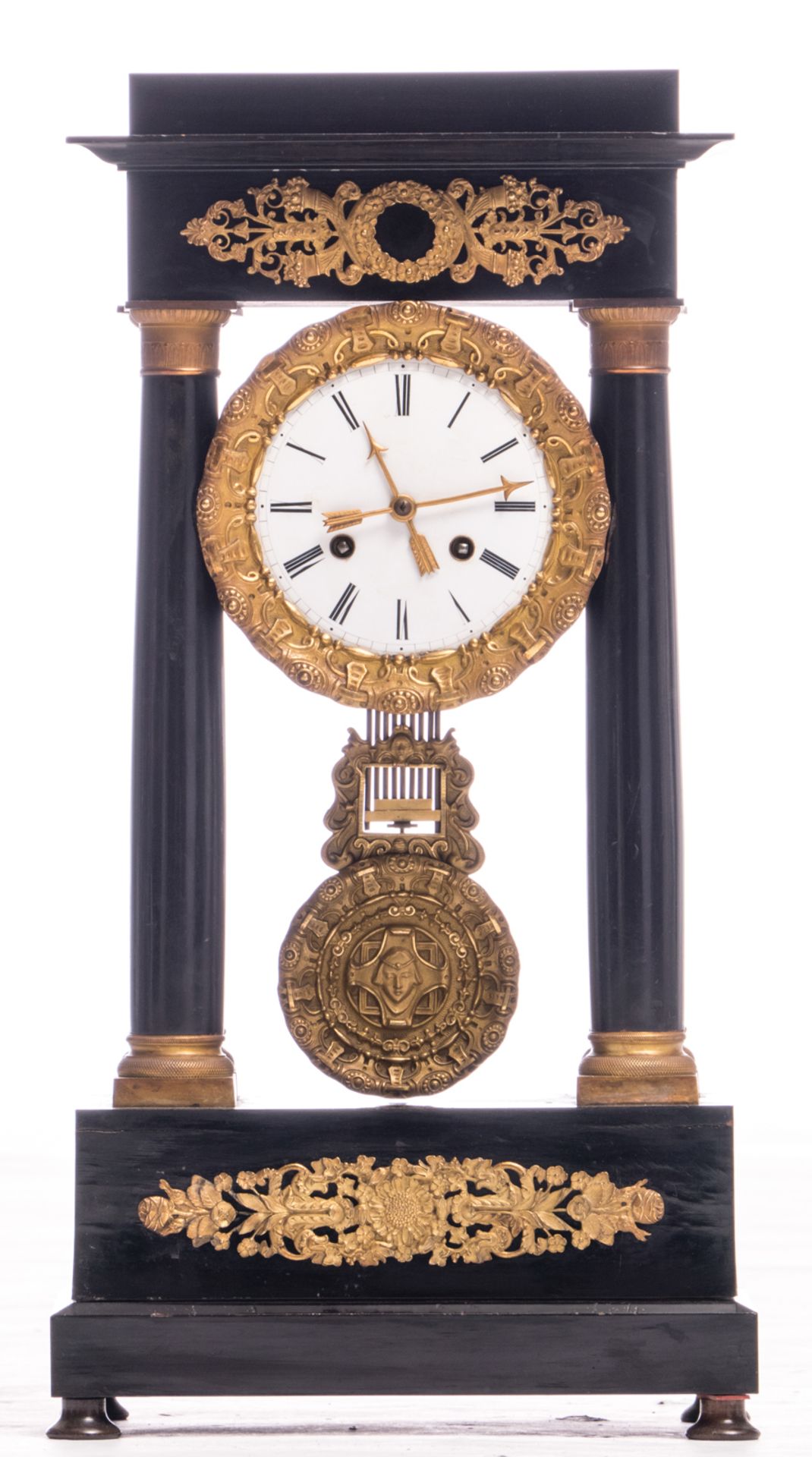 A Historism portico clock 'en deuil' with bronze mounts, the work marked 'Juvart fils - Paris', - Bild 2 aus 10