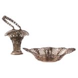 A silver bread basket and a corbeille, 800/000, German (corbeille) and probably Belgian (basket),