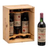 Four bottles 'Petrus Pomerol 1955, Mme Edmond Loubat, Mis en bouteilles au chateau'