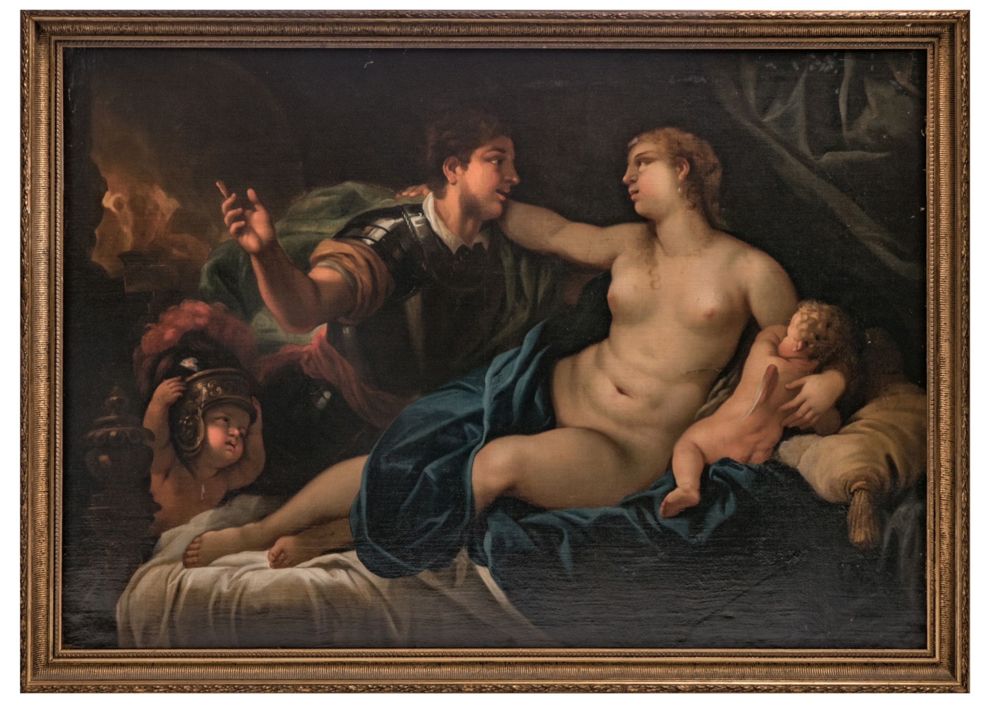Unsigned, Mars and Venus, oil on canvas, presumably French, 17thC, 121 x 173 cm - Bild 2 aus 8