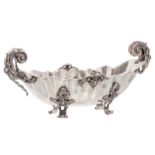 A Rococo revival Italian silver jardiniere, maker's mark Bussellan, 20thC, H 18,5 - W 44 cm -