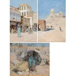 Alphons Leopold MielichKonvolut 3 Stk.: Orientalische Straßenszenen Gouache auf Papier auf Karton;