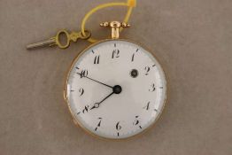 Goldene Taschenuhr mit Glasdeckel. vermutlich Charles Cabrier, London. Spindeluhr mit Schlagwerk,