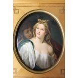 KPM, ovale Bildplatte mit Darstellung eines Mädchens, umringt von Ihrem Liebhaber, feine