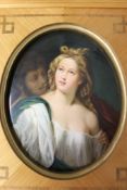 KPM, ovale Bildplatte mit Darstellung eines Mädchens, umringt von Ihrem Liebhaber, feine