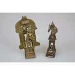 Paar Altarfiguren, Bronze, Hinduismus, um 1900. H. ca. 11 cm.