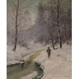 Alexander STEINBRECHT (Leipzig 1864-1922), deutscher Landschaftsmaler. Winterlicher Wald mit