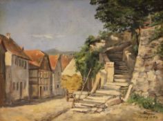 Fritz WUCHERER (Basel 1873- Kronberg 1948), deutscher Landschaftsmaler. Sommerliche Ansicht der