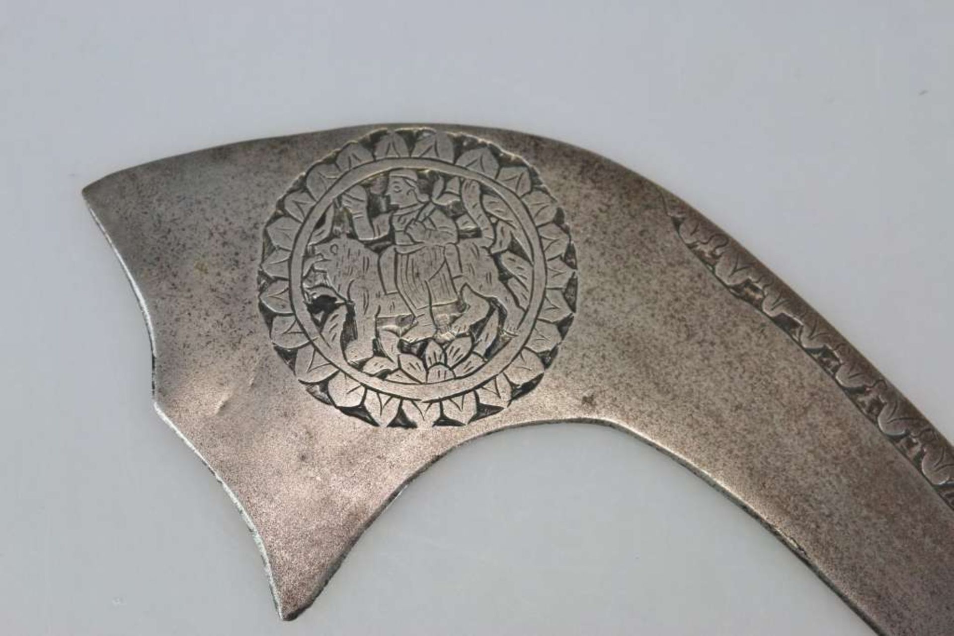 Kora, typisches Schwert aus Nepal 19. Jh.. Lange, abgewinkelte Sichelklinge, zur Spitze hin - Bild 3 aus 4