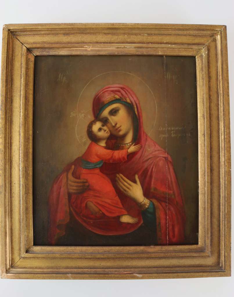 Ikone, Anfang 19 Jh., Muttergottes mit dem Jesuskind, sog. Gottesmutter der Passion, Tempera auf - Image 2 of 4