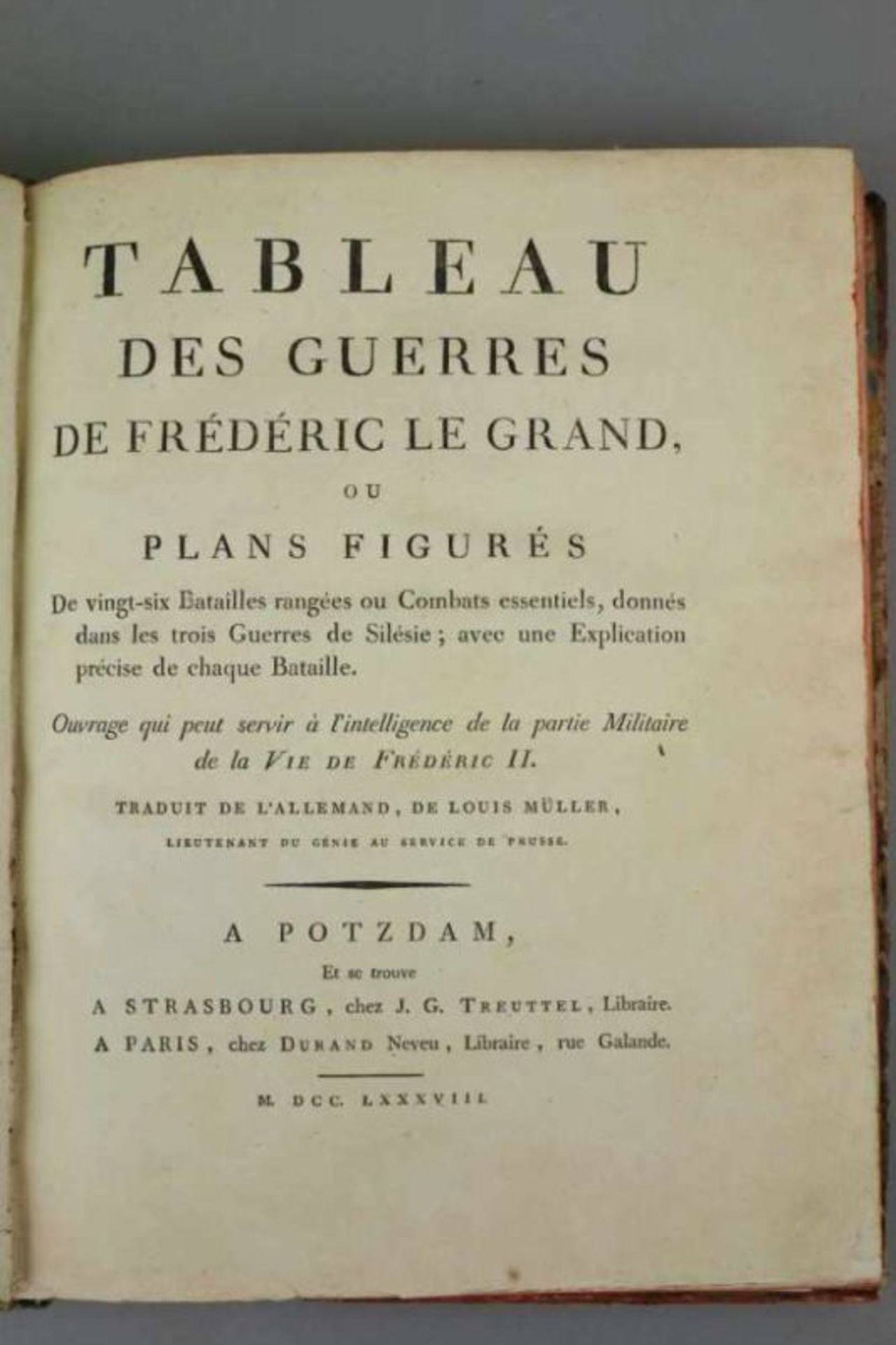 MÜLLER, Louis (Ludwig): Tableau des Guerres de Frédéric le Grand ou Plans [...] - Bild 2 aus 4