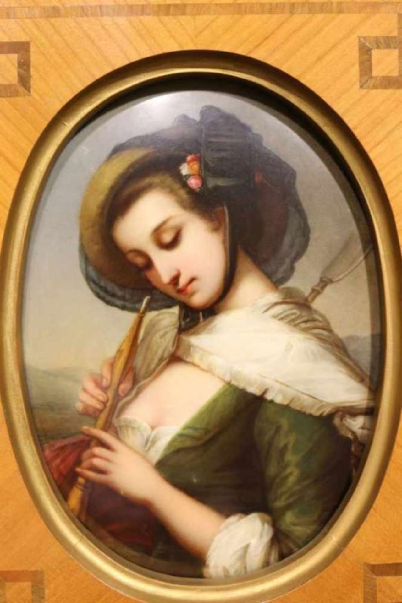 KPM, ovale Bildplatte mit Darstellung einer Flöte spielenden Dame, feine [...] - Bild 2 aus 6