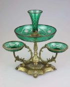 Tafelaufsatz, wohl Frankreich, im Stil Louis Philippe, Glasschalen mit Metallmontur, [...]