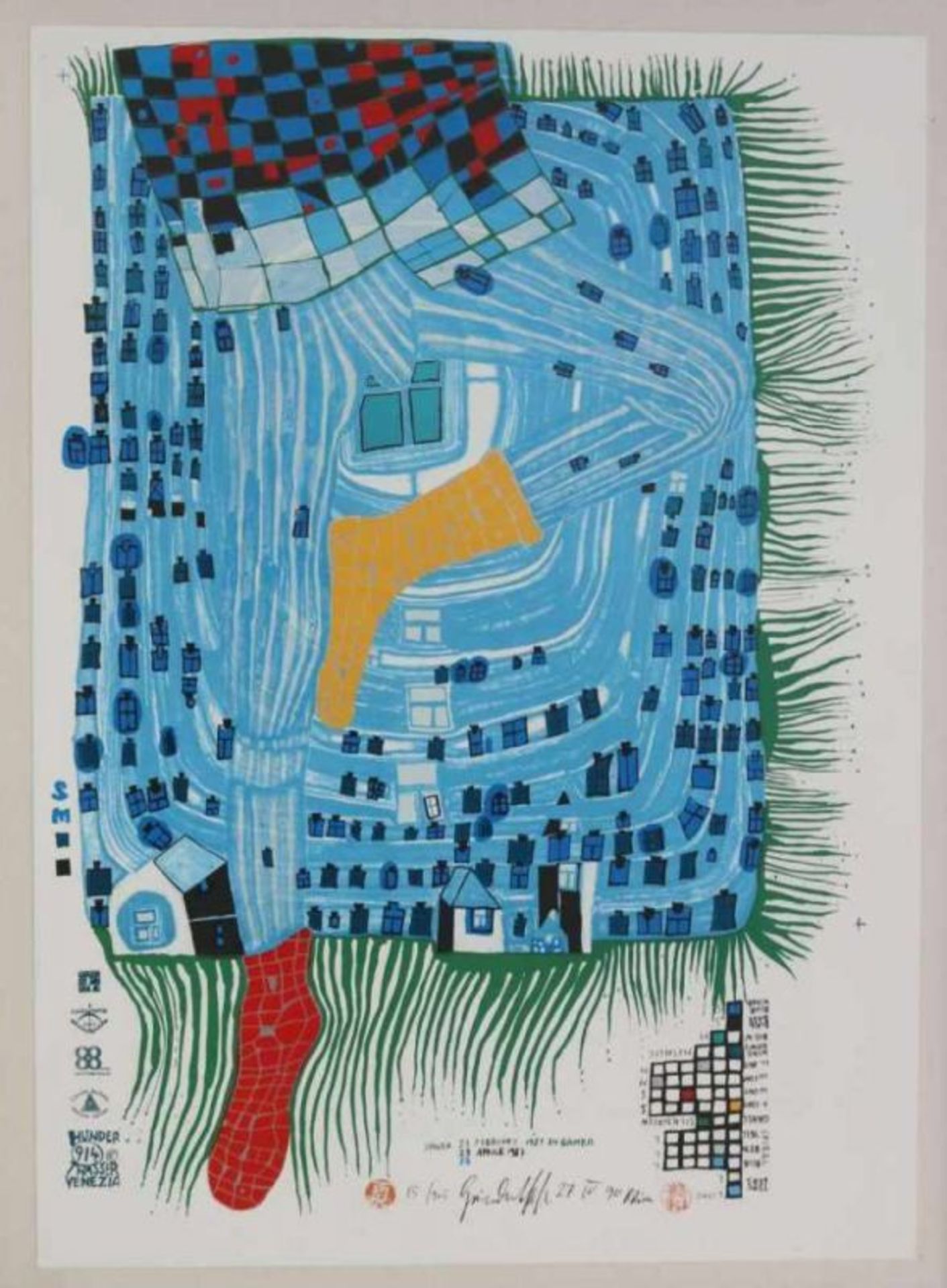 Friedensreich Hundertwasser, Farbserigraphie und Metallprägung auf dünnem Karton, [...] - Bild 2 aus 2