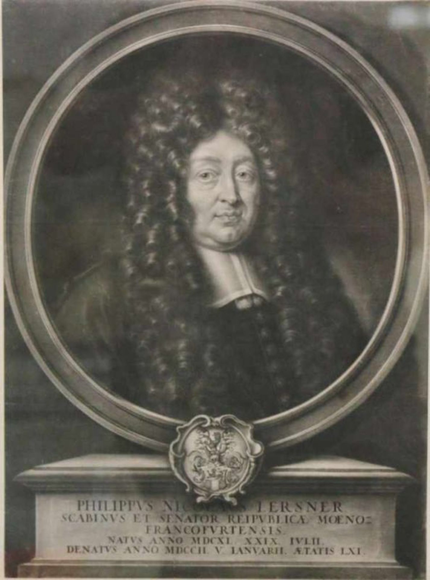 Porträt Philipp Christian Lersner (1640-1702, Senator von Frankfurt), Mezzotinto, [...] - Image 2 of 2