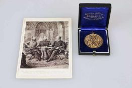 Brandenburg-Preußen, Tragbare Bronzemedaille 1888, Avers: Köpfe der drei Kaiser, [...]