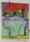 Hundertwasser, Farbholzschnitt, "sign u. dat. 9. Dez. 1989, No. 403/499. "Do not wait [...]